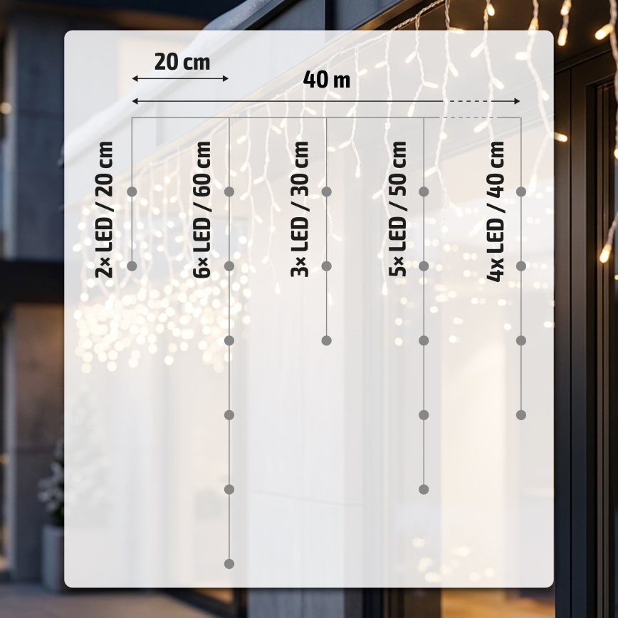 BRILAGI - LED-Außen-Weihnachtslichterkette 800xLED/8 Funktionen 43m IP44 warmweiß Eiszapfen