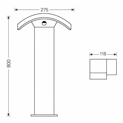 Brilagi - LED Außenleuchte mit Sensor ARCELO LED/9W/230V 80 cm IP54