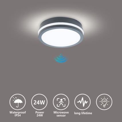 Brilagi - LED-Außenleuchte mit Sensor BENE LED/18W/230V Ø 22 cm anthrazit IP54