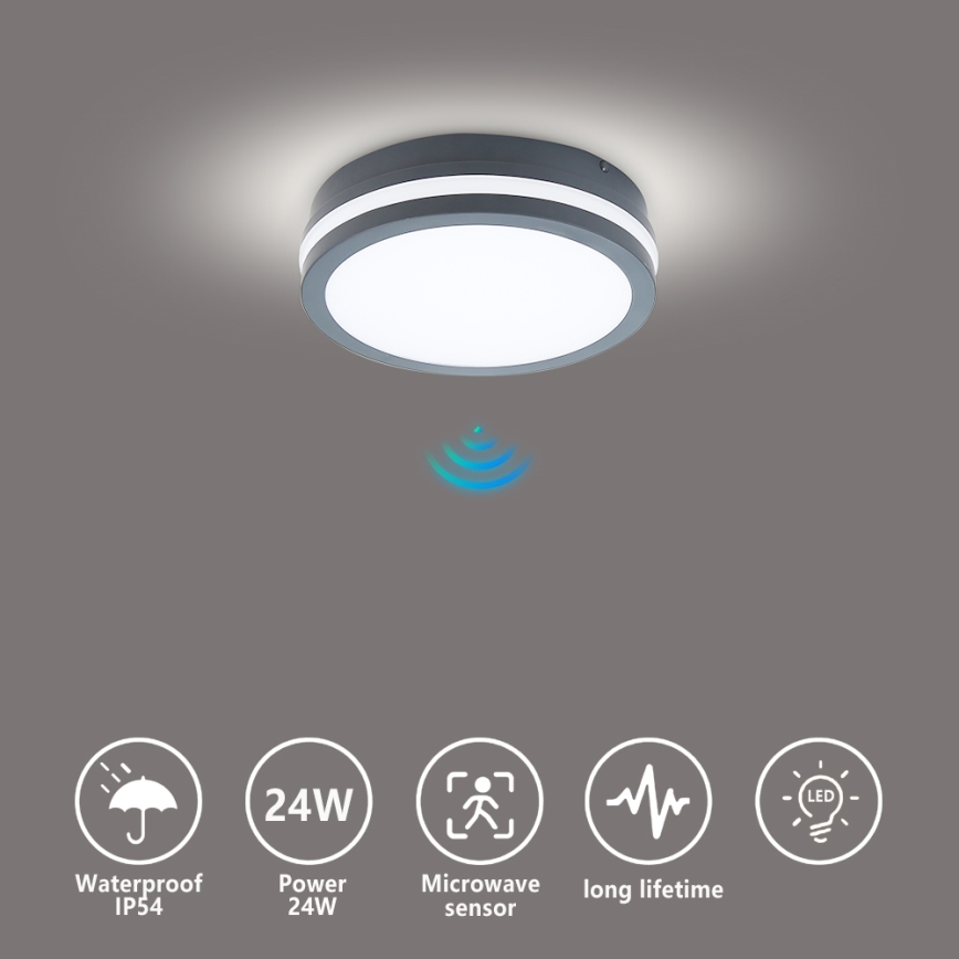 Brilagi - LED-Außenleuchte mit Sensor BENE LED/18W/230V Ø 22 cm anthrazit IP54