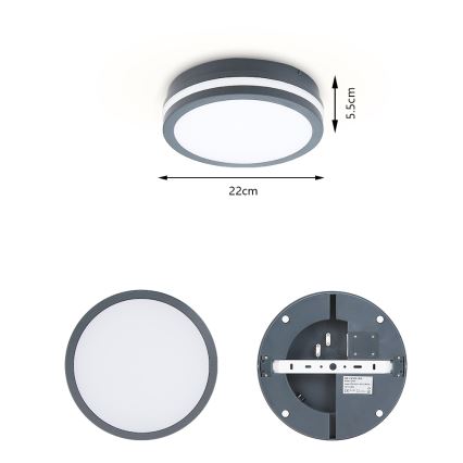 Brilagi - LED-Außenleuchte mit Sensor BENE LED/18W/230V Ø 22 cm anthrazit IP54
