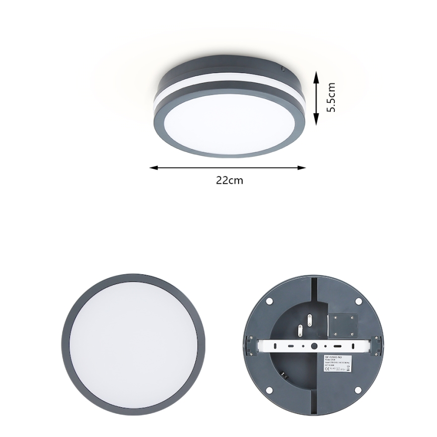Brilagi - LED-Außenleuchte mit Sensor BENE LED/18W/230V Ø 22 cm anthrazit IP54