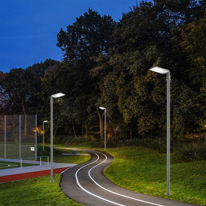 Brilagi - LED-Außen-Straßenleuchte mit 3 m Mast und Gelenk URBANLIGHT LED/100W/230V grau IP65