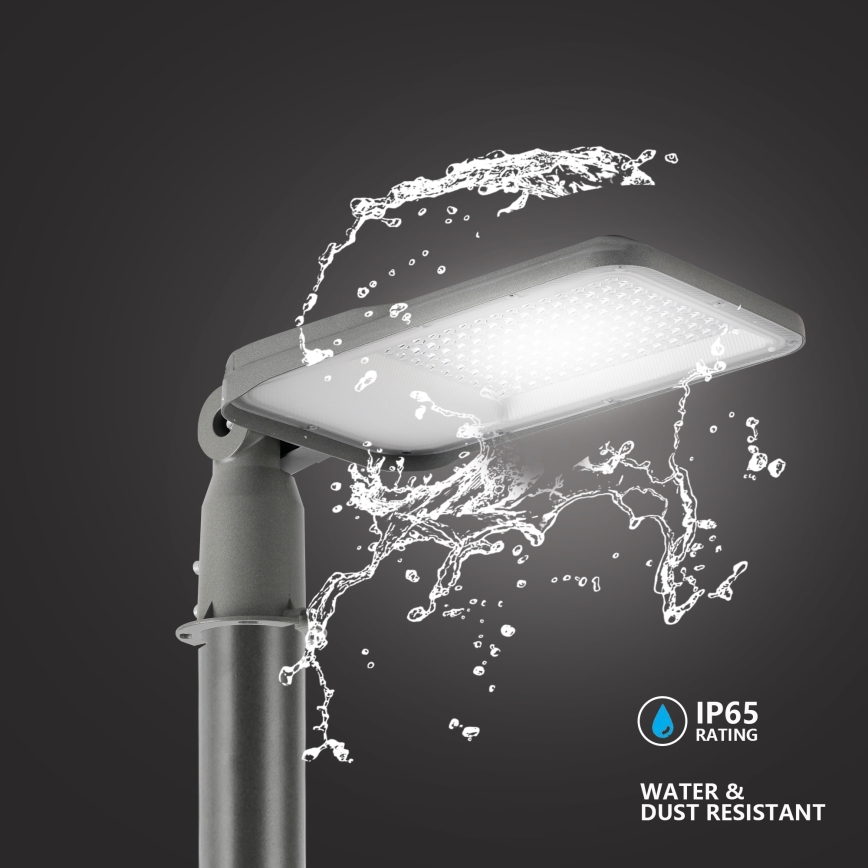 Brilagi - LED-Außen-Straßenleuchte mit 3 m Mast und Gelenk URBANLIGHT LED/100W/230V grau IP65