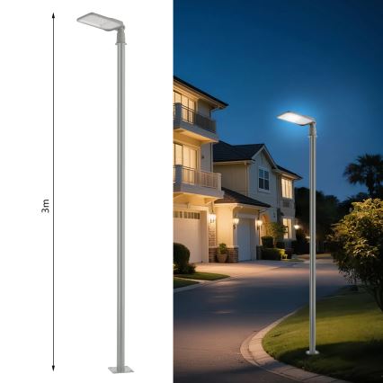 Brilagi - LED-Außen-Straßenleuchte mit 3 m Mast und Gelenk URBANLIGHT LED/100W/230V grau IP65