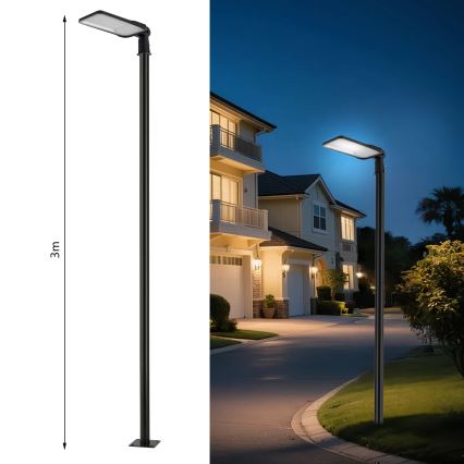 Brilagi - LED-Außen-Straßenleuchte mit 3 m Mast und Gelenk URBANLIGHT LED/200W/230V schwarz IP65