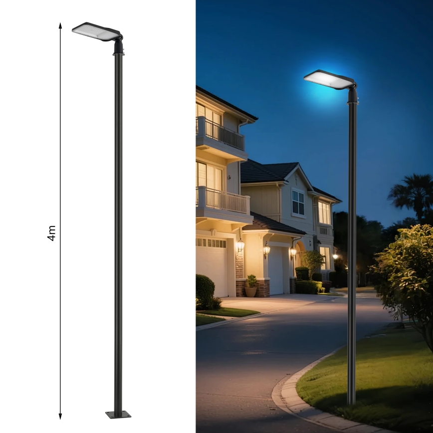 Brilagi - URBANLIGHT LED-Straßenlaterne für den Außenbereich mit 4 m Mast und Gelenk LED/100W/230V, schwarz, IP65
