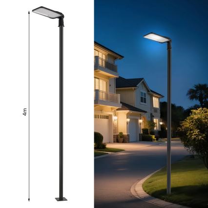 Brilagi - LED-Außen-Straßenleuchte mit 4 m Mast und schwenkbarem Gelenk URBANLIGHT LED/200W/230V schwarz IP65