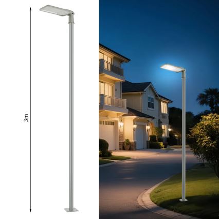 Brilagi - LED-Außen-Straßenleuchte mit 3 m Mast und Gelenk, URBANLIGHT LED/200W/230V, grau, IP65