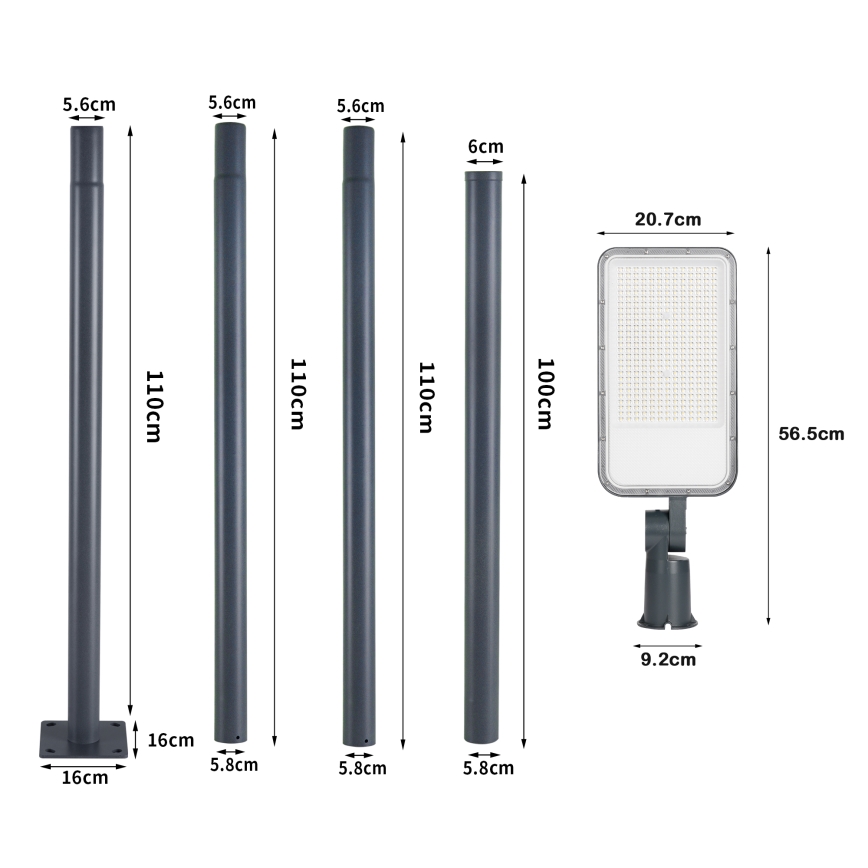 Brilagi - LED-Außen-Straßenleuchte mit 4 m Mast und Gelenk URBANLIGHT LED/200W/230V anthrazit IP65