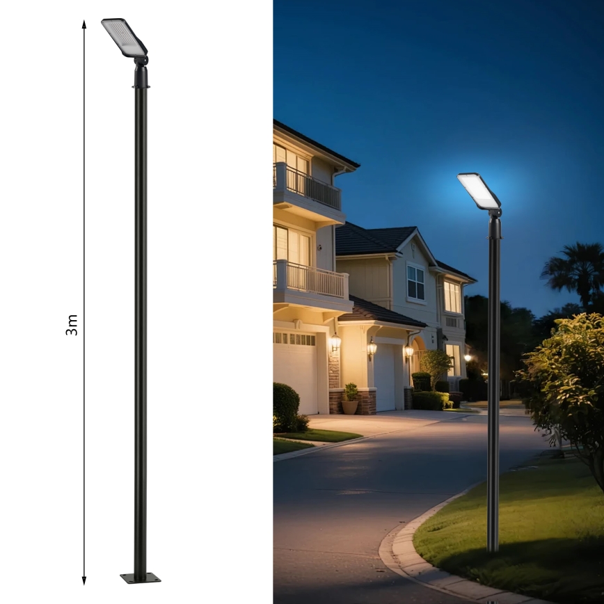 Brilagi - LED-Außen-Straßenlaterne mit 3 m Mast und Gelenk URBANLIGHT LED/50W/230V schwarz IP65