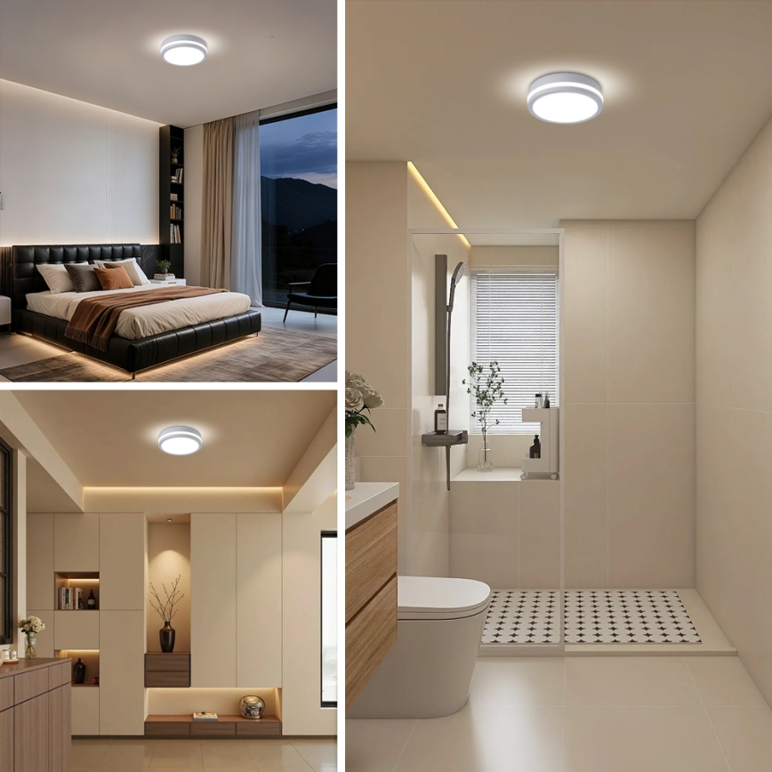 Brilagi - LED Außen-Deckenleuchte mit Sensor BENE LED/18W/230V Ø 21,5 cm weiß IP54