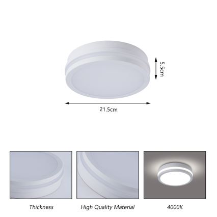 Brilagi - LED Außen-Deckenleuchte mit Sensor BENE LED/18W/230V Ø 21,5 cm weiß IP54