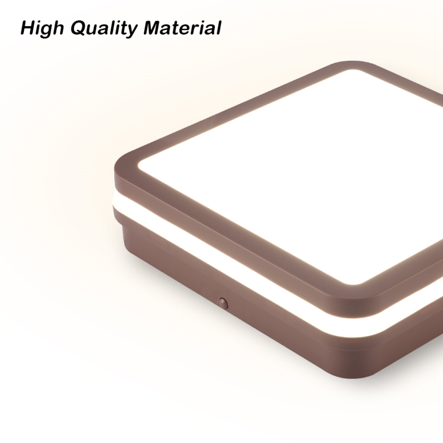 Brilagi - LED-Außen-Deckenleuchte mit Sensor BENE LED/18W/230V 21,5x21,5 cm braun IP54