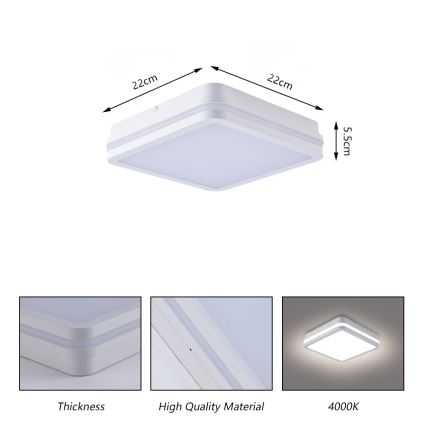 Brilagi - LED-Außenleuchte mit Sensor BENE LED/18W/230V 22x22 cm weiß IP54