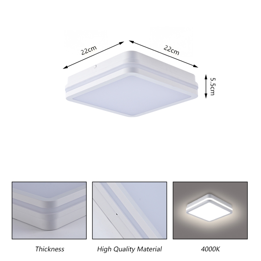 Brilagi - LED-Außenleuchte mit Sensor BENE LED/18W/230V 22x22 cm weiß IP54