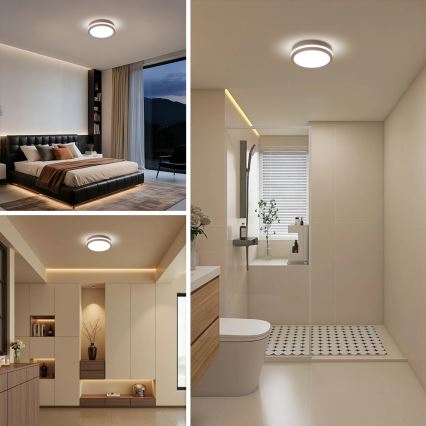 Brilagi - LED-Außen-Deckenleuchte mit Sensor BENE LED/18W/230V Ø 21,5 cm Braun IP54