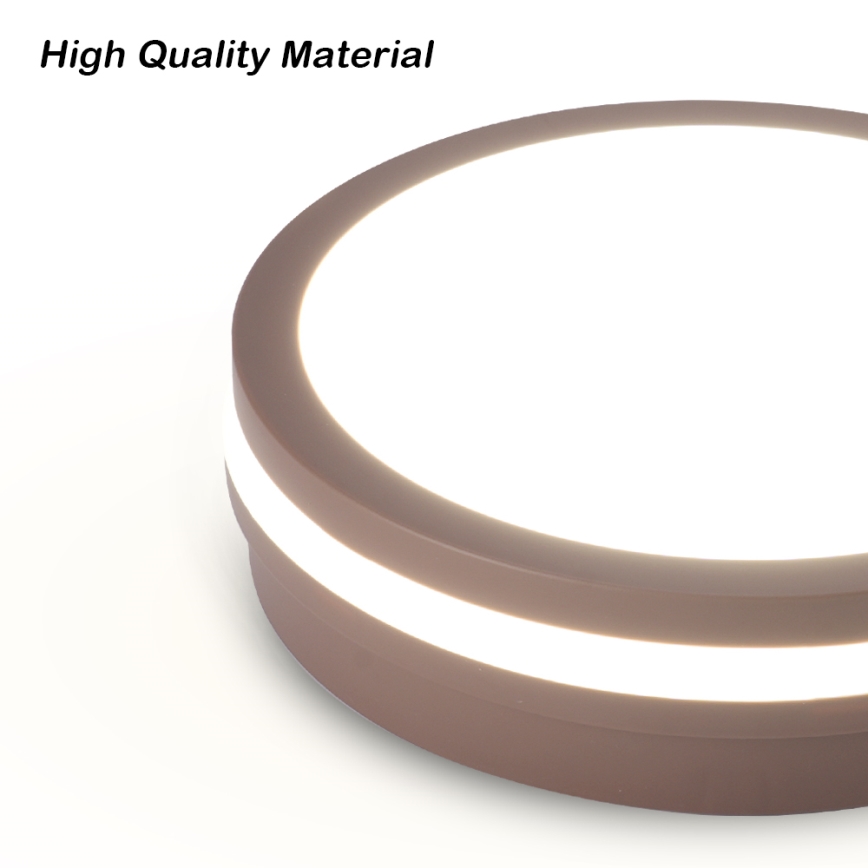 Brilagi - LED-Außen-Deckenleuchte mit Sensor BENE LED/18W/230V Ø 21,5 cm Braun IP54