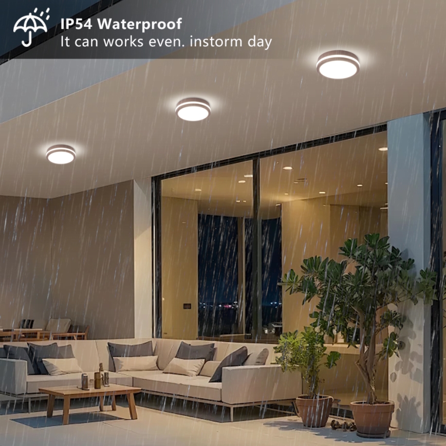 Brilagi - LED-Außen-Deckenleuchte mit Sensor BENE LED/18W/230V Ø 21,5 cm Braun IP54