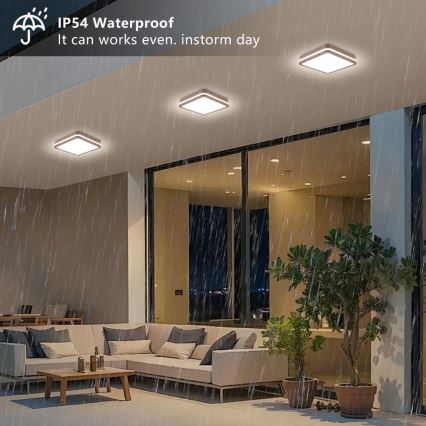 Brilagi - LED-Außen-Deckenleuchte mit Sensor BENE LED/24W/230V 26x26 cm braun IP54