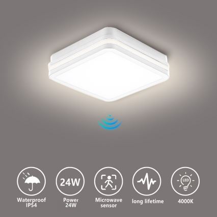 Brilagi - LED-Außenleuchte mit Sensor BENE LED/24W/230V 26x26 cm weiß IP54