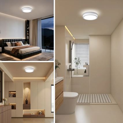 Brilagi - LED-Außen-Deckenleuchte mit Sensor BENE LED/24W/230V Ø 26 cm weiß IP54