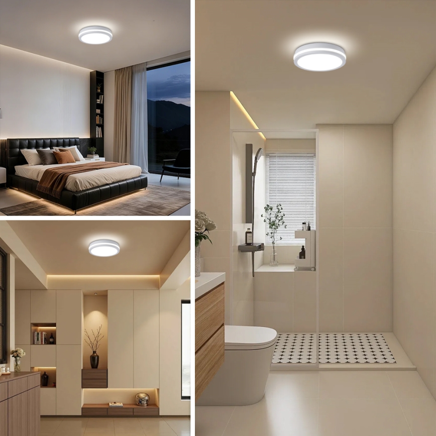 Brilagi - LED-Außen-Deckenleuchte mit Sensor BENE LED/24W/230V Ø 26 cm weiß IP54