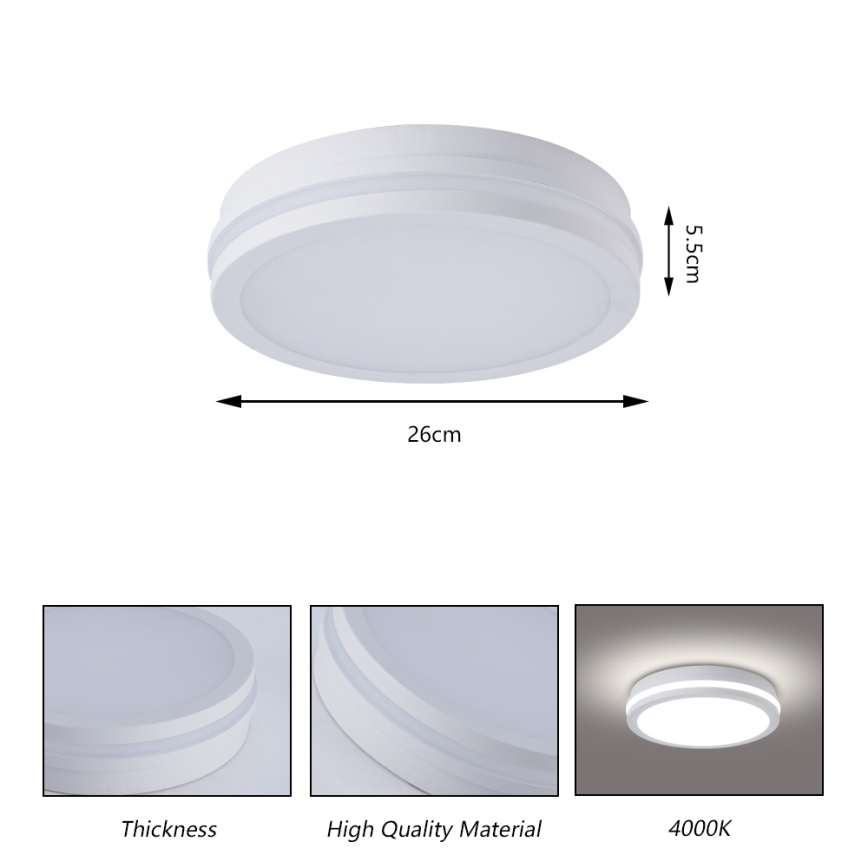 Brilagi - LED-Außen-Deckenleuchte mit Sensor BENE LED/24W/230V Ø 26 cm weiß IP54
