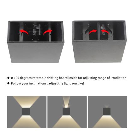 Brilagi - LED-Außenwandleuchte DOUBLERAY LED/4W/230V Anthrazit IP65