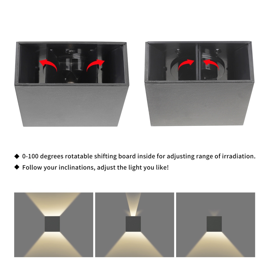 Brilagi - LED-Außenwandleuchte DOUBLERAY LED/4W/230V Anthrazit IP65
