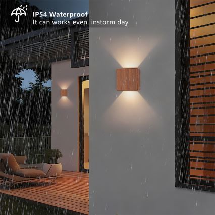 Brilagi - LED-Außenwandleuchte DOUBLERAY LED/6W/230V, Holzdekor, IP54