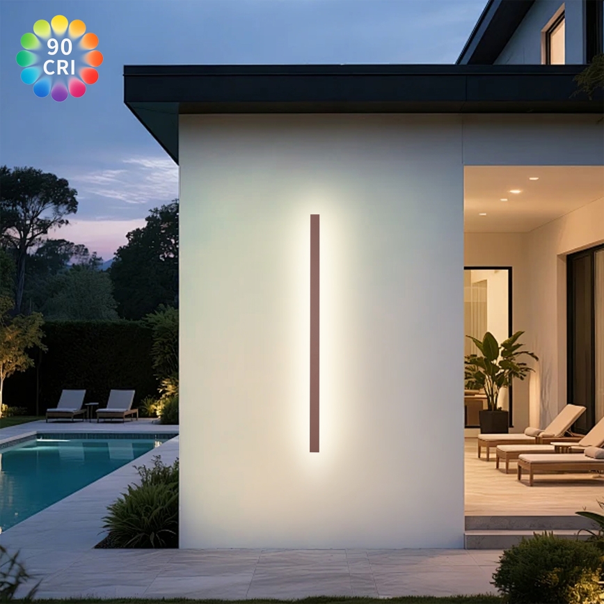 Brilagi - LED-Außenwandleuchte LINEAR, 32 W, 230 V, 3000 K, IP65, 140 cm, braun, Ra 90
