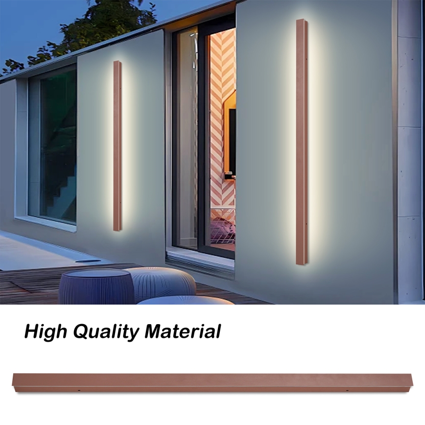 Brilagi - LED-Außenwandleuchte LINEAR, 32 W, 230 V, 3000 K, IP65, 140 cm, braun, Ra 90