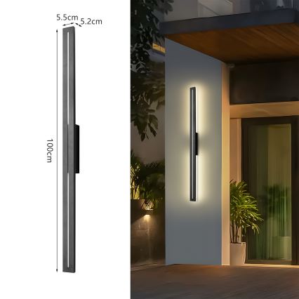 Brilagi - LED Außenwandleuchte LINEO LED/24W/230V 3000K IP65 100 cm schwarz