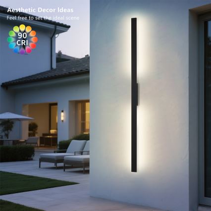 Brilagi - LED-Außenwandleuchte LUNA LED/30W/230V 4000K IP65 150 cm schwarz CRI 90