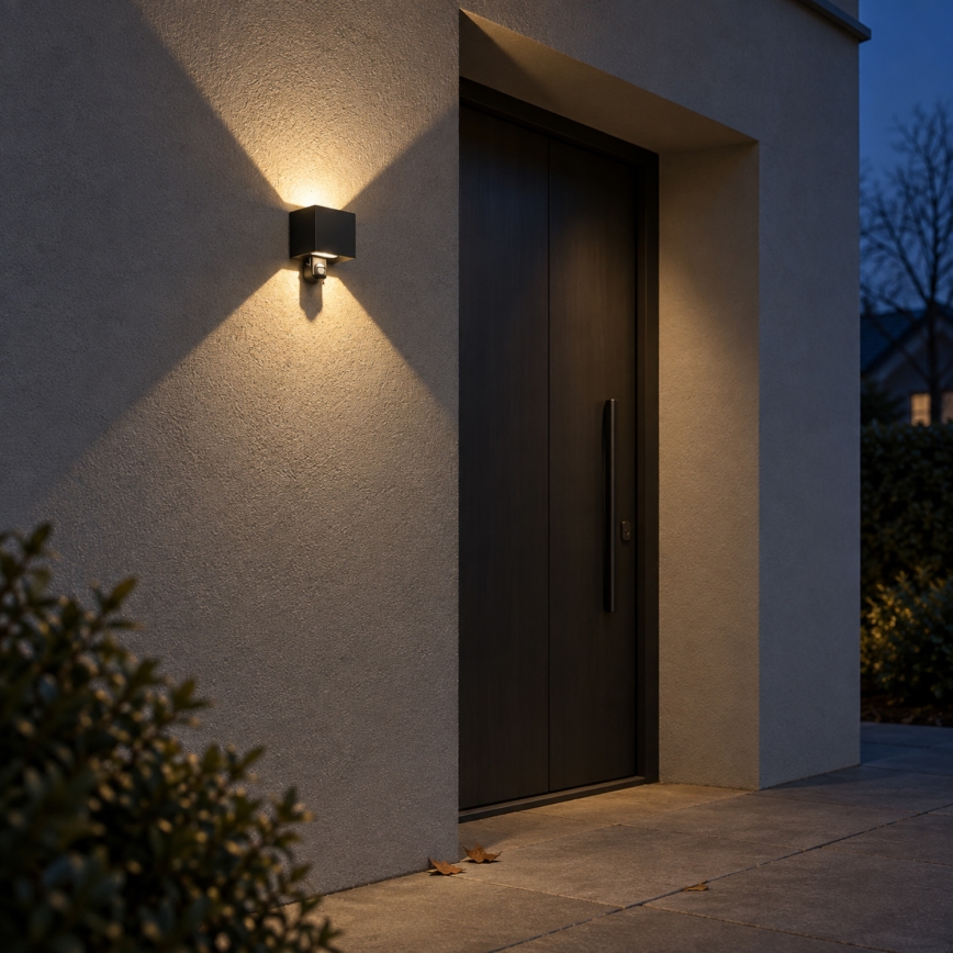 BRILAGI - LED Außenwandleuchte mit Sensor CUBE LED/6W/230V schwarz IP65