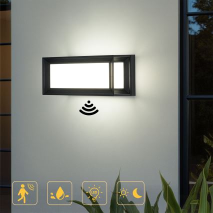 Brilagi - LED-Außenwandleuchte mit Sensor PARKER LED/12W/230V schwarz IP44