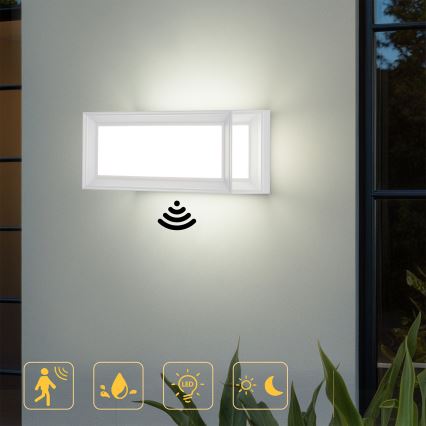 Brilagi - LED-Außenwandleuchte mit Sensor PARKER LED/12W/230V Weiß IP44