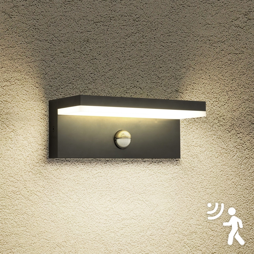 Brilagi - LED-Außenwandleuchte mit Sensor TESSI LED/10W/230V schwarz IP54