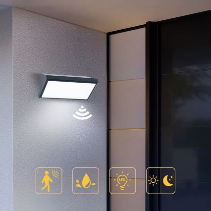 Brilagi - LED Außenwandleuchte mit Sensor TRIANGLE LED/20W/230V Anthrazit IP65