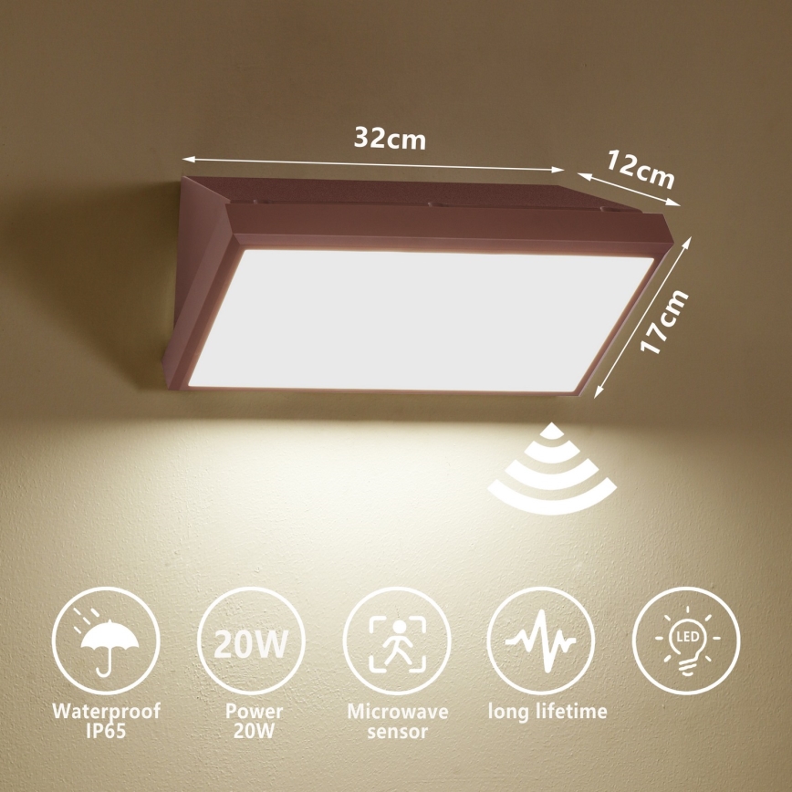 Brilagi - LED-Außenwandleuchte mit Sensor TRIANGLE LED/20W/230V braun IP65