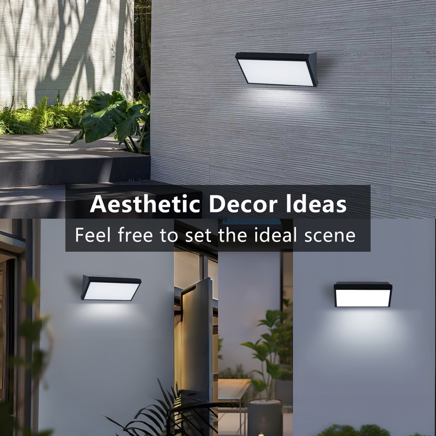 Brilagi - LED Außenwandleuchte mit Sensor TRIANGLE LED/20W/230V schwarz IP65