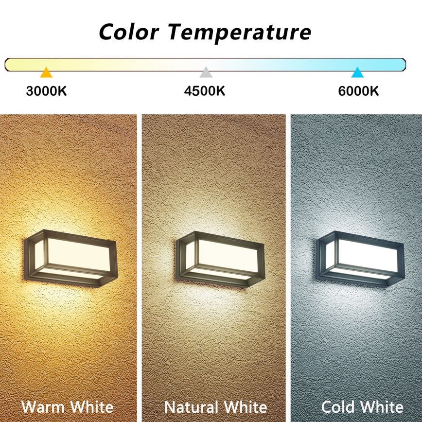 Brilagi - LED-Außenwandleuchte PARKER LED/12W/230V 3000/4500/6000K Anthrazit IP44