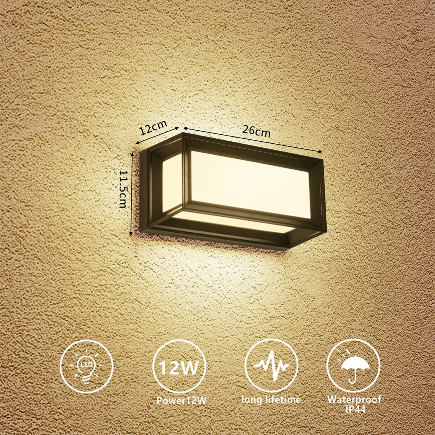 Brilagi - LED-Außenwandleuchte PARKER LED/12W/230V 3000/4500/6000K schwarz IP44