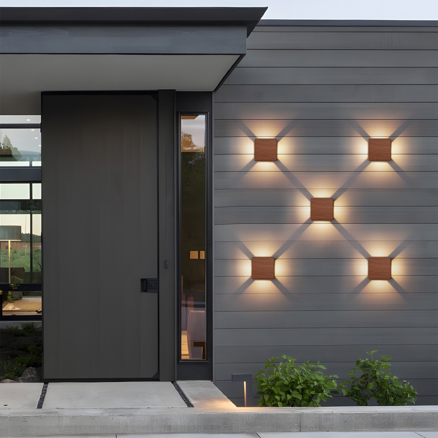 Brilagi - LED Außenwandleuchte QUADRAY LED/6W/230V Holzdekor IP54