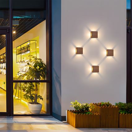 Brilagi - LED Außenwandleuchte QUADRAY LED/6W/230V Holzdekor IP54