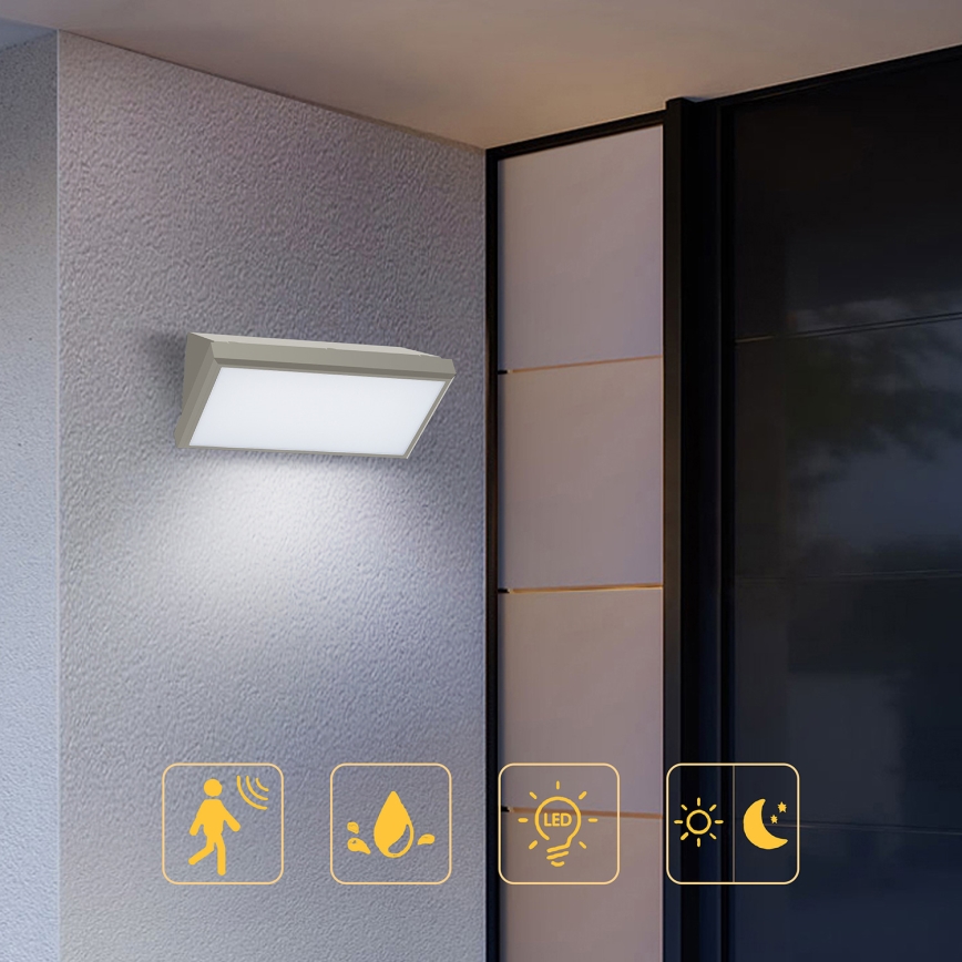Brilagi - LED-Außenwandleuchte mit Sensor TRIANGLE LED/20W/230V grau IP65