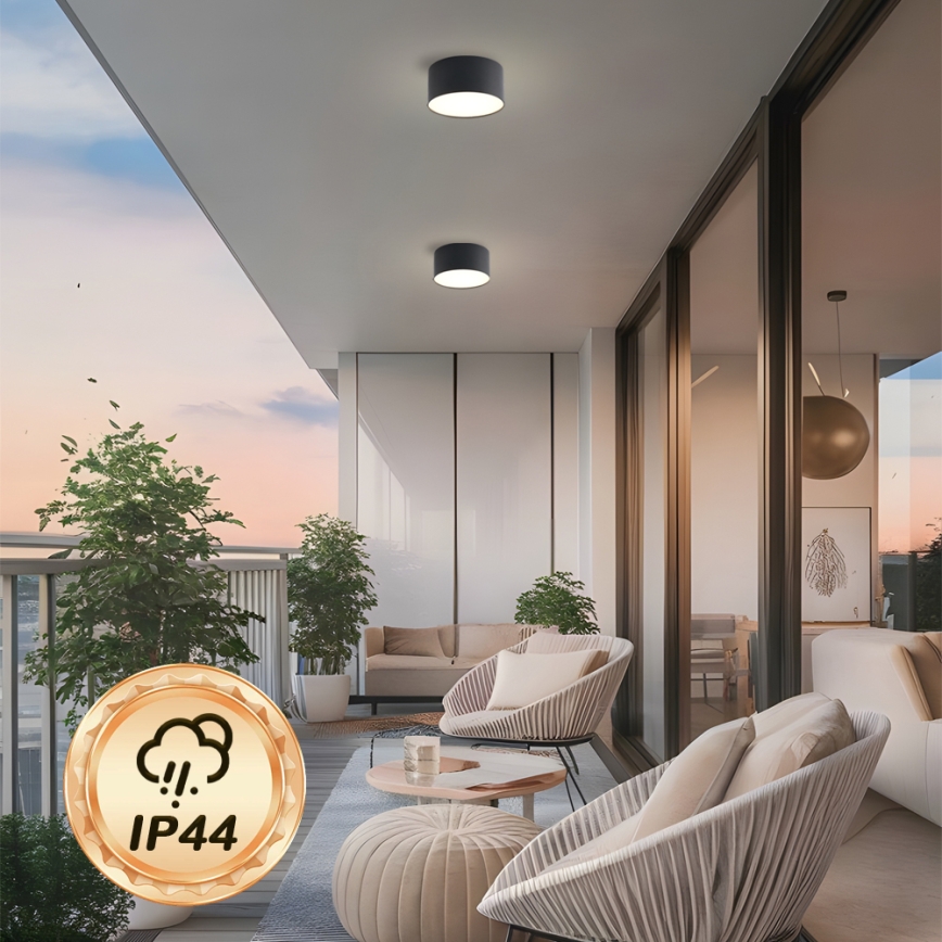 Brilagi - FORIS LED-Deckenleuchte für Badezimmer, 14 W, 230 V, Ø 12 cm, schwarz, IP44