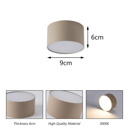 Brilagi - LED-Badezimmer-Deckenleuchte FORIS LED/9W/230V Ø 9 cm beige IP44 CRI 90