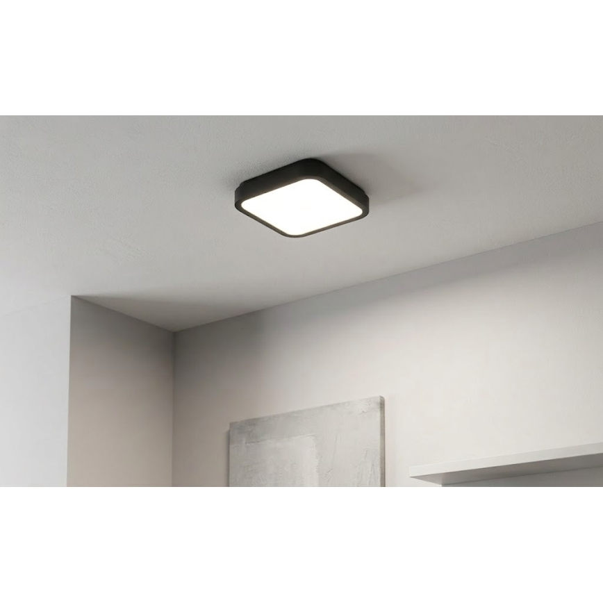 BRILAGI - LED-Badezimmer-Deckenleuchte mit Sensor ZENNA LED/12W/230V 24x24 cm IP44 schwarz + Fernbedienung